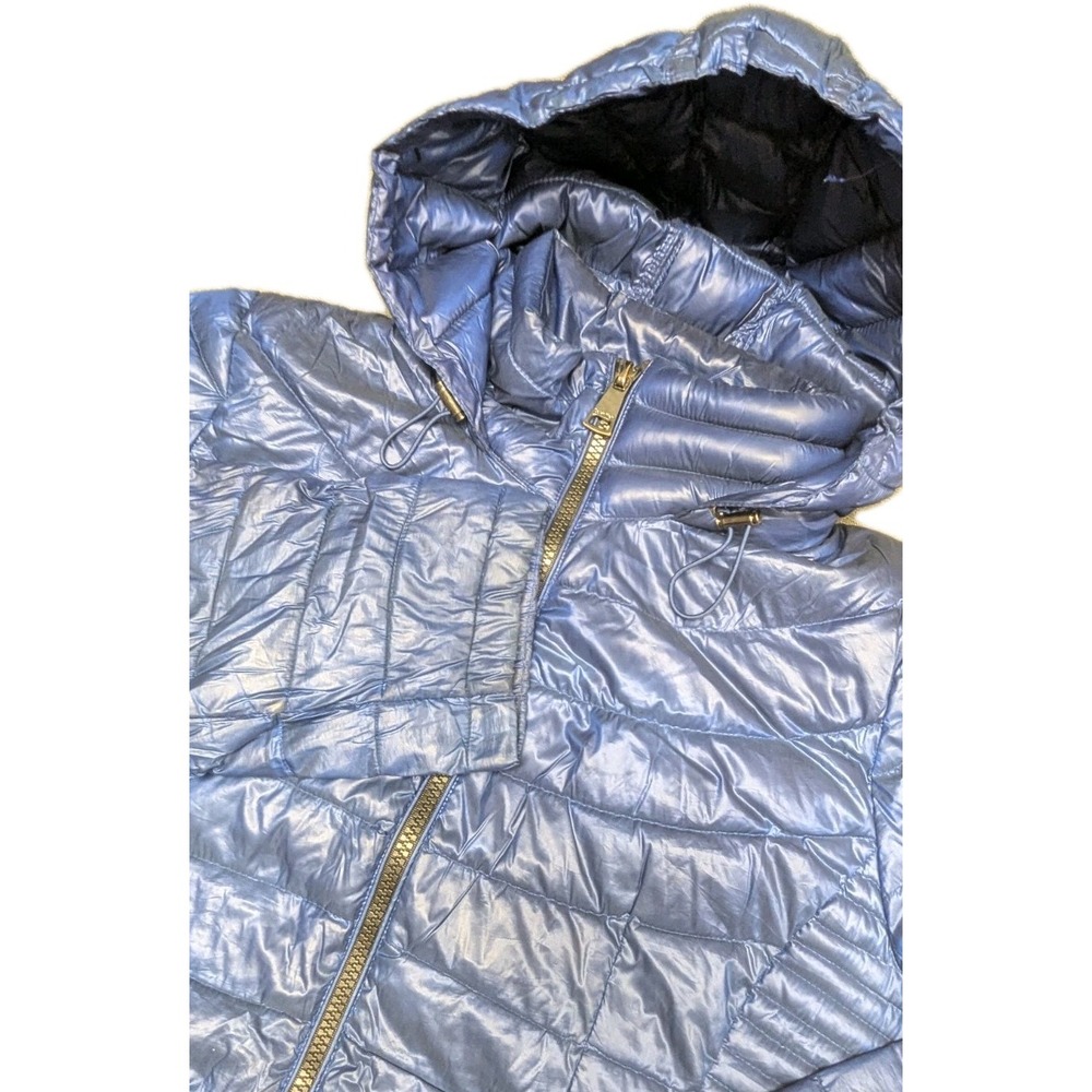 Calvin Klein Shine Hooded Packable Duck Down Puffer Coat Pearl Blue Women's XXL